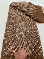 NI.AI Tissu de Luxe Brodé de Diamants, Dentelle Scintillante à Paillettes, Tissu Perlé pour Robe de Mariée