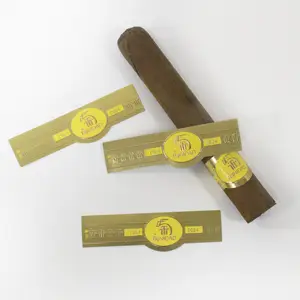Etiquetas de charutos de luxo OEM, adesivos para embalagens de cigarros, etiquetas de bandas de charutos em folha de ouro em relevo