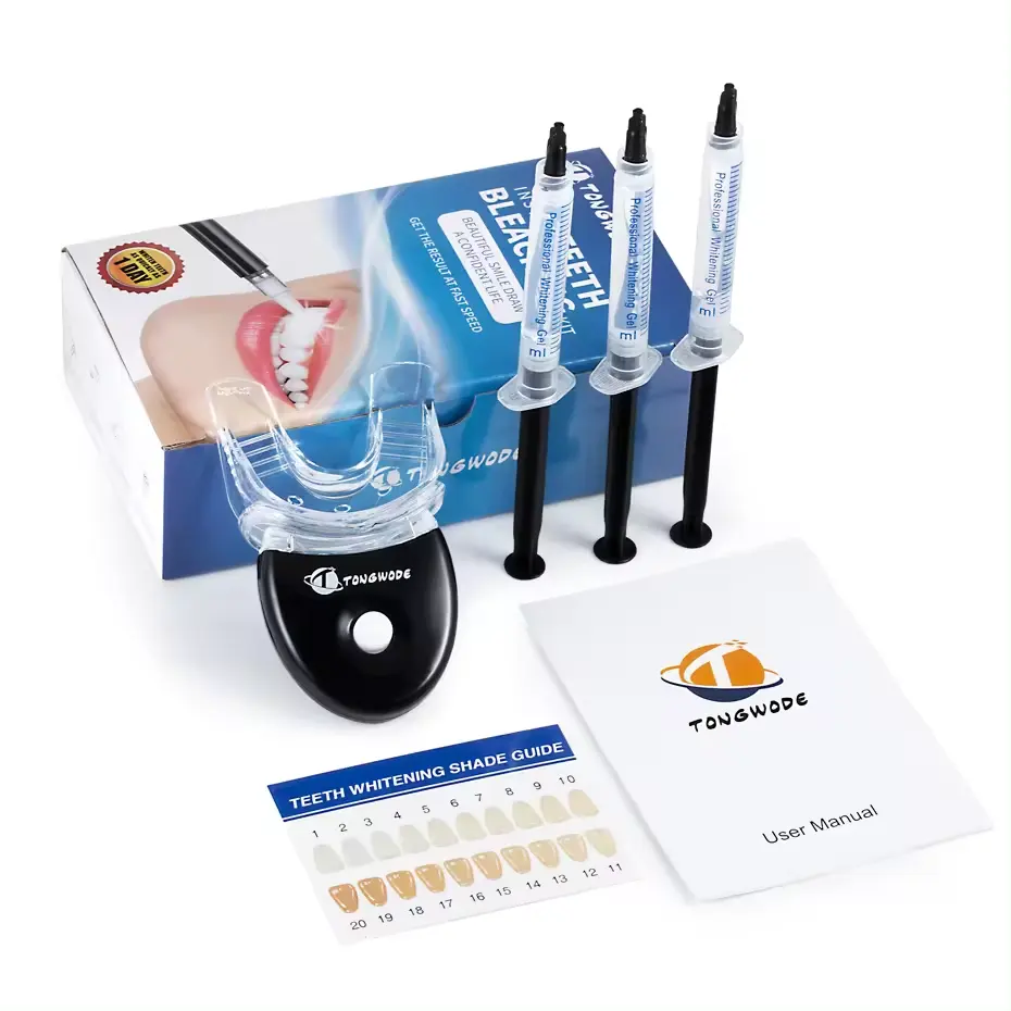 TONGWODE Zahnzucht-Kit Batterie Zahnzucht Aufhellung Lichtgel-Stifte-Kit Zahnzucht-Werkzeuge Heimgebrauch tragbar Individuelles Logo