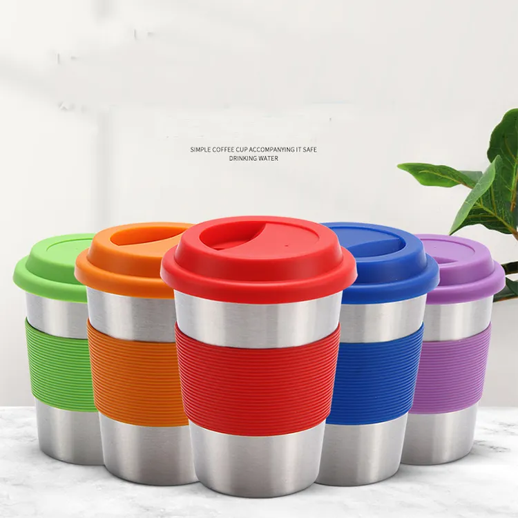 Hot Selling Silicone Insulation Mug Car Single Layer Stainless Steel Vacuum Mug Creative Coffee Cup Wholesale