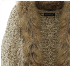 Fashion Women Batwing Sleeve Loose Cardigan Casual Warm <strong>Faux</strong> <strong>Fur</strong> Collar <strong>Mink</strong> Shawl <strong>Coat</strong> - Product Image 5