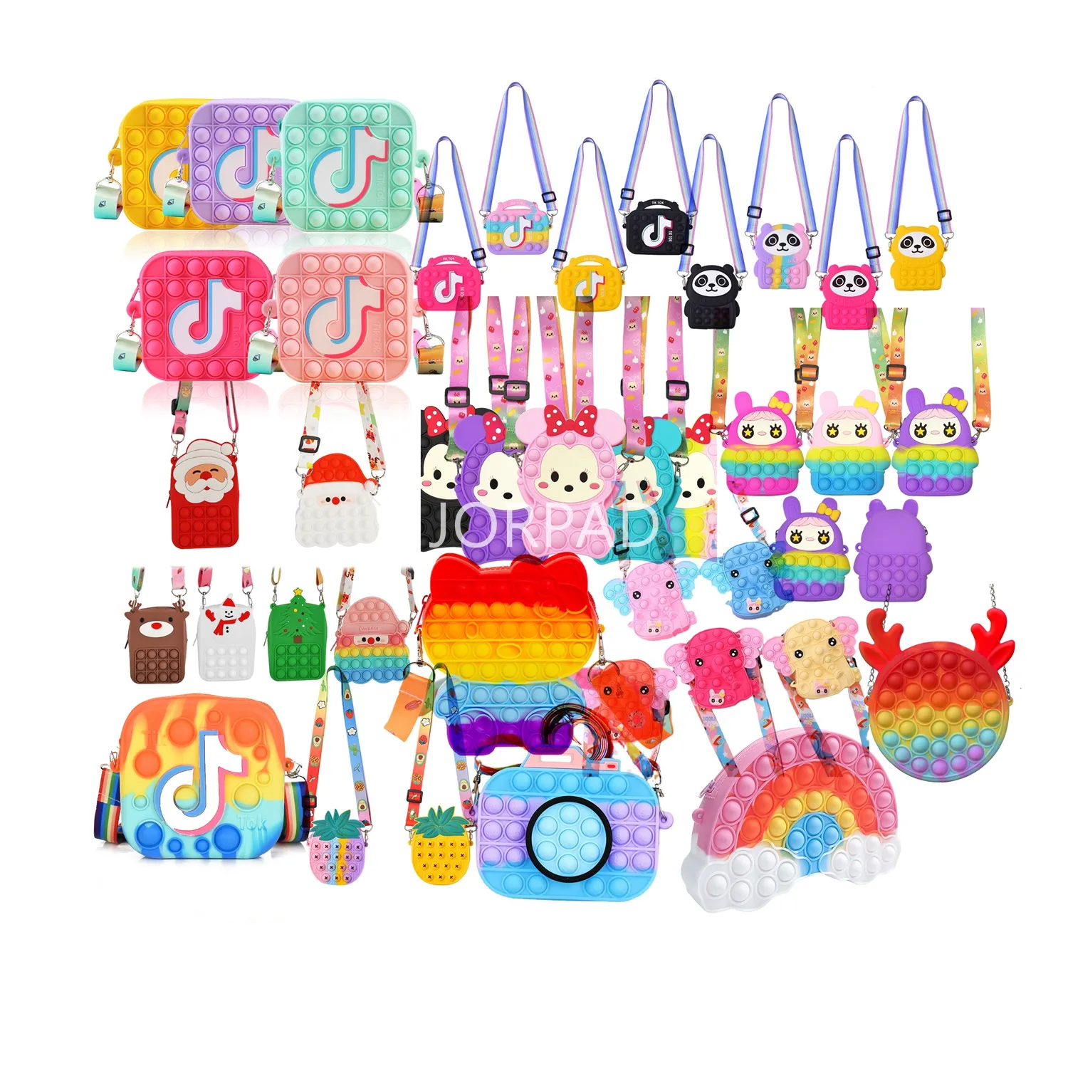 60 stili Fidget portamonete Rainbow Fidget Unicorn Bag, portafoglio a spalla giocattoli regali Push Bubble Pop Itting Fidget Bag