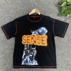 T-shirt noir à coupe ample avec impression numérique personnalisée Streetwear, t-shirts à manches courtes pour hommes en grande taille - Product Image 1