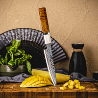 Pisau Utilitas Jepang Grandsharp 5'' 55 Lapis Baja Tembaga Damascus dengan Gagang Kayu Padat+Imitasi Gading