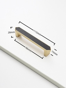 Schwarze Leder möbel griffe Gold Zink legierung Schrank Schubladen griff Luxus Kleider schrank zieht Kommode Türgriffe - Product Image 6