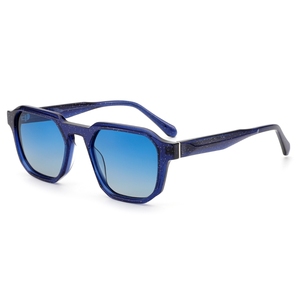 Lunettes de soleil carrées dégradées bleues en acétate, monture intégrale, polarisées UV400, lunettes de mode pour les voyages et les activités de plein air - Product Image 1