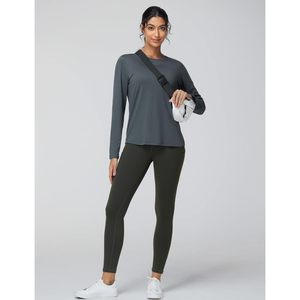 Camiseta Deportiva de Manga Larga para Mujer, Cuello Redondo, Tejido de Secado Rápido, UPF 50+, Ligera, para Correr, Color Sólido, Corte Holgado - Product Image 6