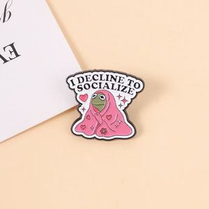 Broches <span class=keywords><strong>de</strong></span> metal esmaltados al por mayor, <span class=keywords><strong>serie</strong></span> creativa y peculiar Anti-Social, estilo caricatura, rana solitaria, accesorios <span class=keywords><strong>de</strong></span> metal, insignias. - Product Image 4