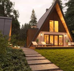<span class=keywords><strong>Villa</strong></span> préfabriquée triangulaire en A, maison d'été modulaire SIPs de luxe à installation rapide, fabriquée en usine, pour hôtels - Product Image 2