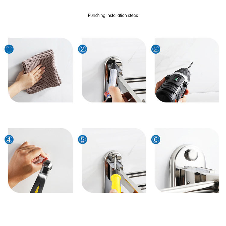 Save Storage Space Hole mounting Hole Drilling Installation Toilet Space Saving 2-Layer Towel Rack Save Storage Space Hole mounting Hole Drilling Installation Toilet Space Saving 2-Layer Towel Rack