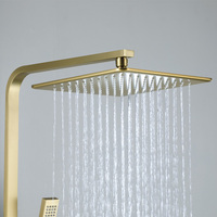 Système de douche mural de luxe en or brossé avec robinetterie apparente pour salle de bain