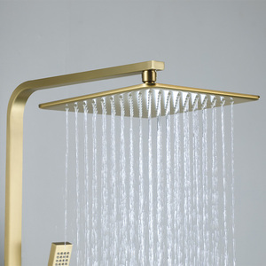 Juego de Ducha de Lujo con Acabado Dorado Cepillado, Sistema de Ducha de Lluvia Montado en la Pared para Baño - Product Image 6