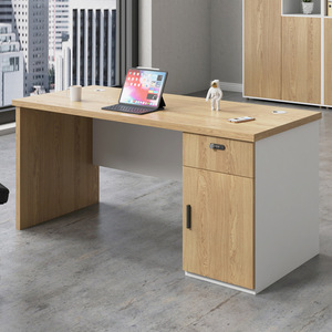 Hochwertiger Weißer Schreibtisch mit Passwortgeschützter Schublade und Aufbewahrungsschrank, Geräumige Büro-Arbeitsstation - Product Image 1