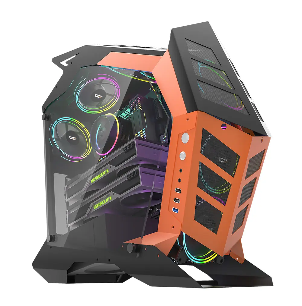 Darkflash full tower atx tempered glass rgb computer gaming case with water cooling computer case gabinete gamer special shaped