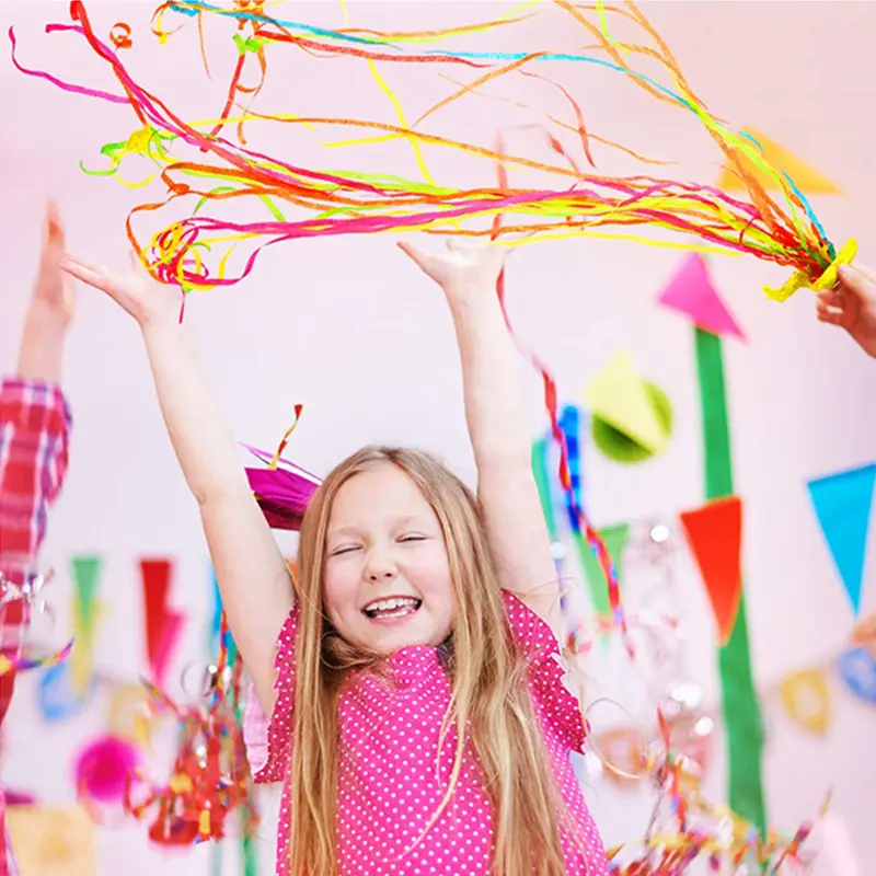 Ano Novo Aniversário Casamento Graduação Festa Lance Streamers Mão Toss Streamers Sem confusão Confetti Crackers Poppers