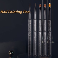 Pinceau de dessin pour nail art noir, stylo de peinture UV pour gel, pinceau à rayures pour fleurs, outils de manucure