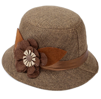 Chapeau de soleil en peluche quatre saisons pour femme, style haut-de-forme à grande fleur, 100 % polyester, matériau durable pour les fêtes des personnes d'âge moyen et âgées