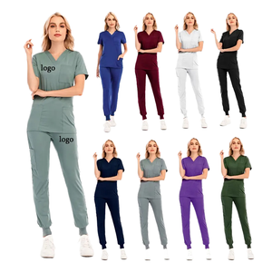 Ensemble de blouses d'infirmière en tissu tissé élégant pour femmes, vêtements de travail, uniforme d'hôpital, blouses médicales, détection des aiguilles, 95% polyester - Product Image 1