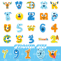 50 lettres de l'alphabet anglais animées d'animaux mignons nouveaux autocollants de puzzle Mignon étiquettes d'emballage pour enfants graffiti d'illumination