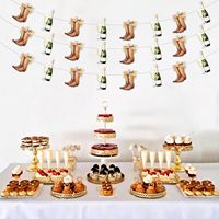Dekorasi Bridal Shower Boots and Bubbly 3Pcs, Spanduk Boots dan Bubbly, Perlengkapan Pesta Pernikahan Koboi Barat Bergaya Champagne
