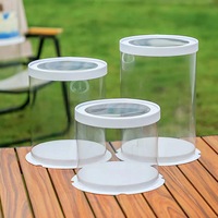 Boîte à gâteau transparente en PET recyclable avec motif cylindrique haut et couche transparente anti-poussière pour exposition, stockage, fleurs, cadeaux, aliments