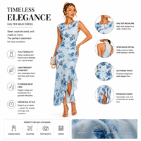 Robe longue florale sexy à col halter pour femme, imprimé personnalisé, dos ouvert élégant, ourlet queue de poisson, robe de soirée