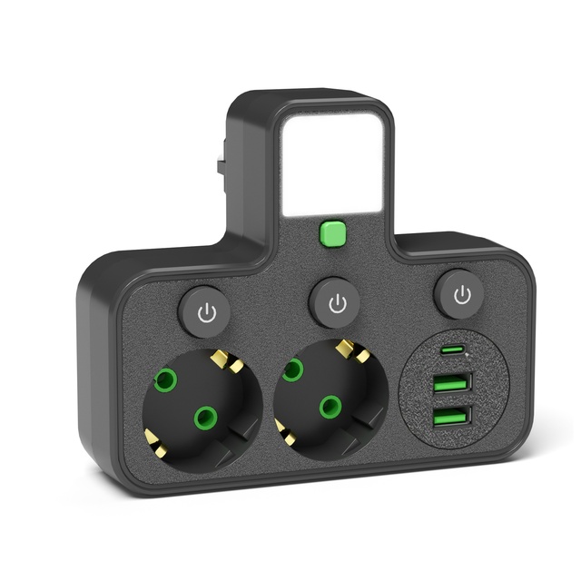 European Design 5-in-1 LED Power Strip with USB TYPE C TYPE a Extension New Wall Socket for Wholesale