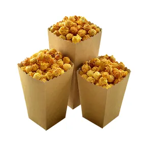 Boîte en papier kraft jetable à usage unique, pois, papier imprimé personnalisé, pour popcorn, en stock, vente en gros, pièces