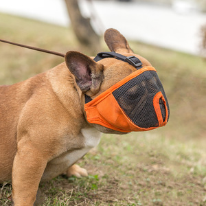USMILEPET Bulldog bozal tela de malla de tela Oxford perro braquicefálico anti-mordedura y anti-ladrido bozal para paseos al aire libre - Product Image 1