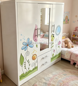 Armoire Moderne Autoportante Anti-Poussière pour Enfants avec Portes Coulissantes Décoratives, Meuble de Rangement en Acier pour Balcon, Chambre, <span class=keywords><strong>Vêtements</strong></span> <span class=keywords><strong>et</strong></span> Jouets - Product Image 1