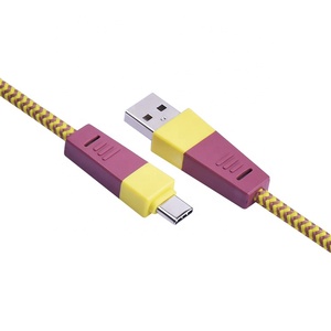 1M de color marrón amarillo W tejido de Nylon trenzado USB de tipo A USB-C <span class=keywords><strong>2</strong></span>,0 de carga Cable de la fecha para el Smartphone - Product Image 3