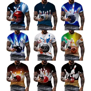 Забавная рубашка для боулинга с 3D принтом для мужчин, модные летние короткие футболки большого размера с принтом от мужчин, футболки OEM и ODM