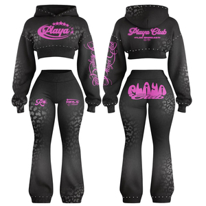 Soft Fabric <b>Zip</b> Hoodie Jogger Pants Winter Eco-Friendly Daily Wear Wholesale Ladies Premium <b>Hooded</b> Tracksuit Custom Embroidery - Product Image 6