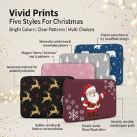 Vente en gros de housses d'ordinateur portable en néoprène de Noël, 13-15,6 pouces, antichoc, motif Père Noël, renne, bonhomme de neige, sac d'ordinateur portable
