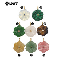 WT-JP522 Pendentifs en or sculptés à la main en forme de fleur, avec zircon et pierres précieuses naturelles colorées, tendance et populaires, pour la création de bijoux féminins
