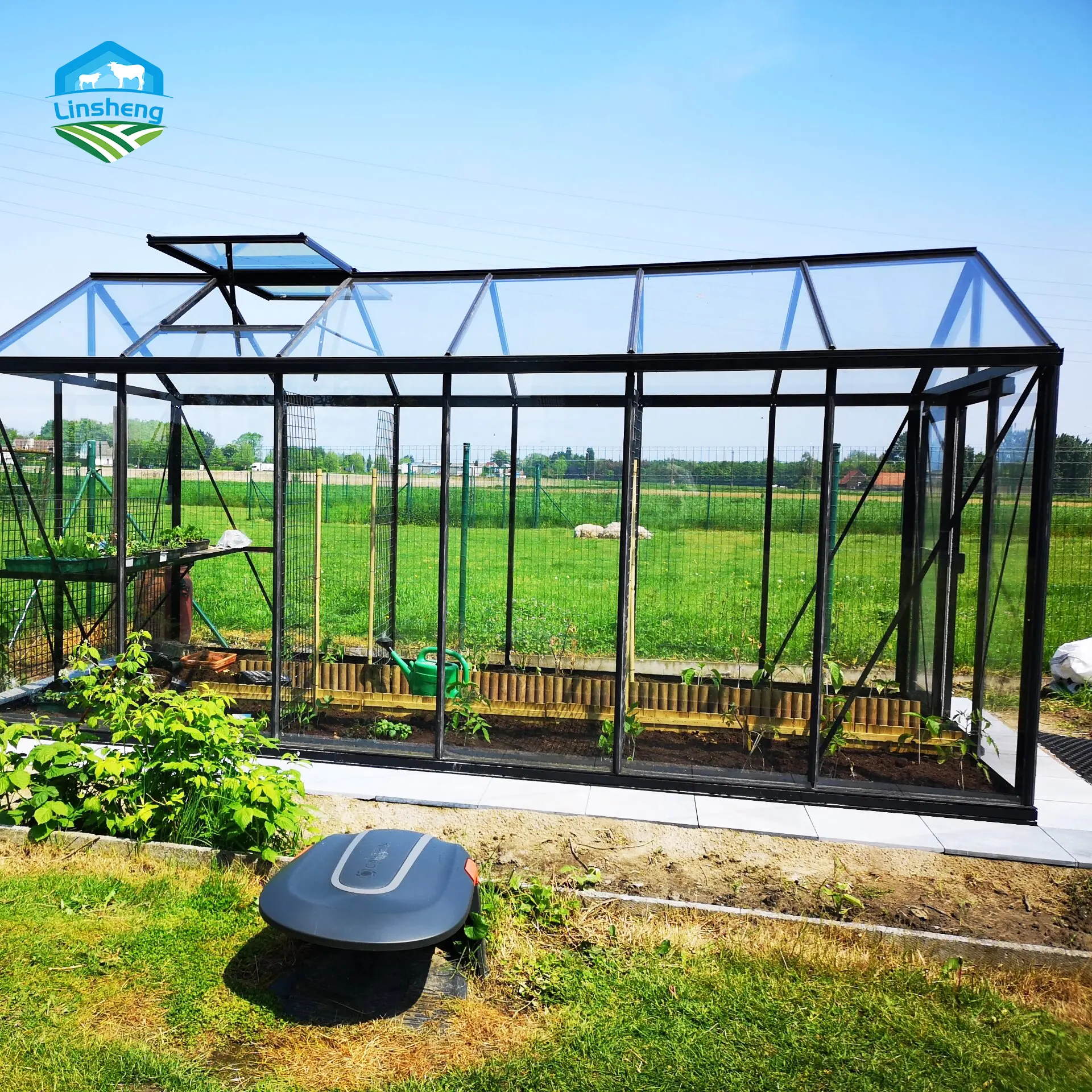 Polycarbonate Garden Greenhouse Prefab Aluminum Glass House Garden Sunroom set Glass Greenhouse Garden Plant Seed Greenhouse