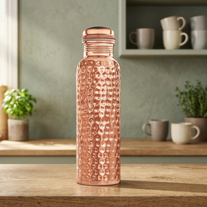 Botella de Agua/Té de Cobre de Diseño Martillado, Estilo Indio, 300 ml, Ecológica, Apta para Lavavajillas, Anticorrosión, Segura para Agua Hirviendo - Product Image 1