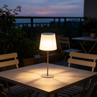 Lámpara de Mesa LED Solar Cónica Grande, Batería de 3600 mAh, Carga Rápida de 2A, Resistente a la Lluvia y a la Exposición Solar, para Acampar al Aire Libre