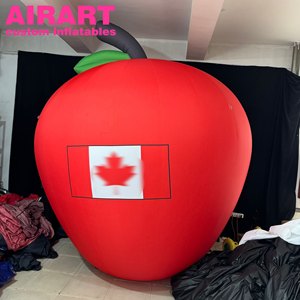Modèle de pomme rouge gonflable avec drapeau canadien imprimé gratuitement, pommes gonflables géantes, tissu Oxford 420D, pomme rouge gonflable - Product Image 1