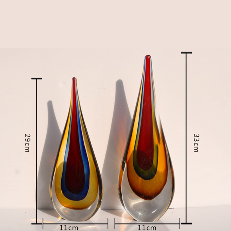 Индивидуальная дешевая ручная выдувная декоративная Европейская КАПЛЕВИДНАЯ скульптура художественная стеклянная Статуэтка