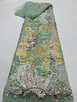 NI.AI Nouveau Tissu de Dentelle Africaine à Paillettes 2026 Broderie Française de Haute Qualité Luxe Brocart Lourd Perlé Dentelle de Mariée