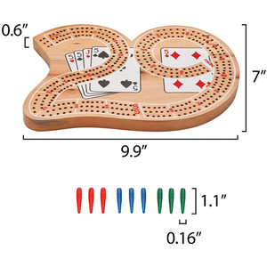 Tablero de cribbage, fiesta de escritorio, cartas de póquer, madera, <span class=keywords><strong>3</strong></span> pistas, 29 clavijas de cribbage, juego de beber - Product Image 2