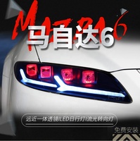 Lampu depan LED untuk Mazda 6 2003 - 2015 tahun, lampu depan perakitan dengan sinyal belok berurutan