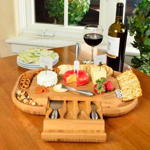 Planche à découper en bambou pour fromage, charcuterie avec couteau Sete Assiette <span class=keywords><strong>de</strong></span> service, beau cadeau pour maman, plateau en bois Plateau à fromage - Product Image 5