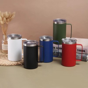 Premium 24oz Double Wall Vacuum Insulated Travel Mug 304 Stainless Steel Coffee <b>Cup</b> with Handle Custom Logo Laser Engraving for - Product Image 4