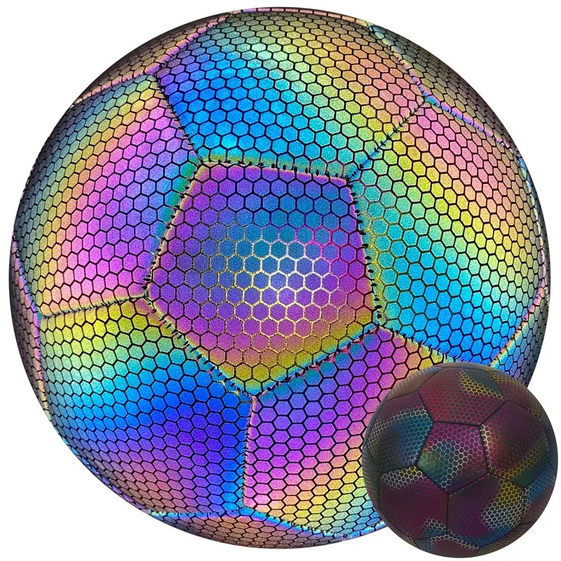 ホログラフィック反射サッカーボール発光サッカーが暗闇で光るサイズ5サッカーライトアップボール
