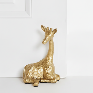Butoir de porte en métal doré girafe monté au sol élégant en laiton de qualité supérieure pour la maison hôtel utilisation noël fait à la main durable - Product Image 1