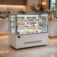 Vitrine Réfrigérée Carrée en Verre pour Gâteaux, Refroidissement par Air Commercial, Contrôle Numérique de la Température, Ventilateur pour Équipement de Boulangerie et de Restaurant