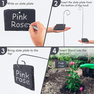 <span class=keywords><strong>D</strong></span>écoration de jardin : Étiquettes en <span class=keywords><strong>ardoise</strong></span> de haute qualité, marqueurs de plantes en <span class=keywords><strong>ardoise</strong></span>, <span class=keywords><strong>10</strong></span> pierres, <span class=keywords><strong>10</strong></span> supports métalliques, 2 stylos en pierre coulissants - Product Image 3