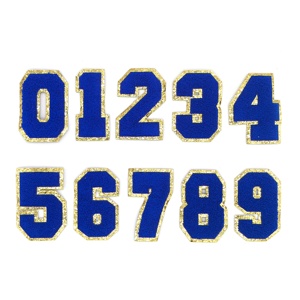 Hochwertige Blue Glitter Chenille 3 Zoll gestickte Aufbügeln Nummer Buchstaben Patches Blue Letter - Product Image 3